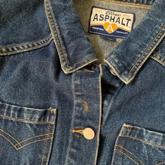 Blue asphalt dark blue denim jacket size large fitted style - Picture 6 of 8